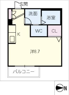 メゾン安藤(ワンルーム/2階)の間取り写真