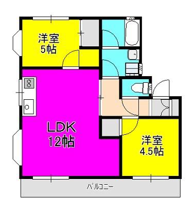 メイプルハイツ(2LDK/1階)の間取り写真