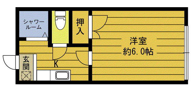 サフラン萩原(1K/1階)の間取り写真