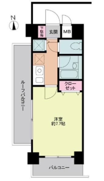 ベルクレール三鷹(1K/7階)の間取り写真