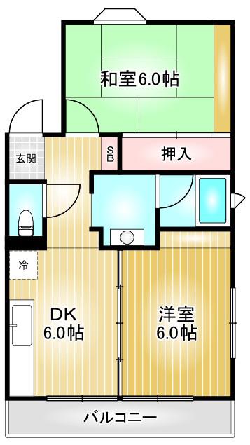 クレールモリIV(2DK/2階)の間取り写真
