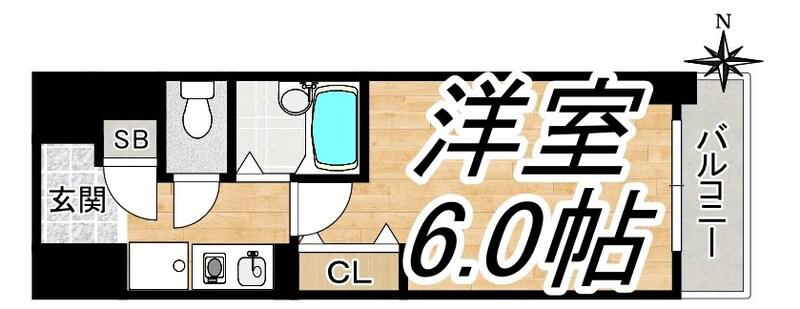 エスリード本町(1K/8階)の間取り写真