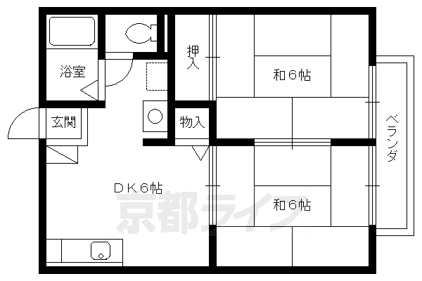 ミーツハオス南天の森(2DK/1階)の間取り写真