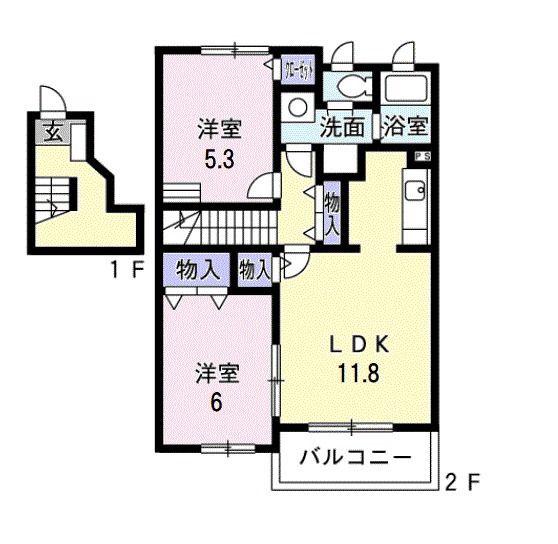 フィデ-ル パラッツオ(2LDK/2階)の間取り写真