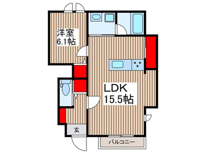 WINDSOR COURT ノース(1LDK/1階)の間取り写真