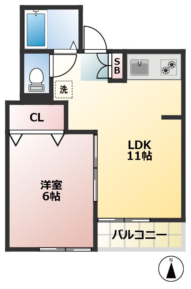 ティブロンコート(1LDK/1階)の間取り写真