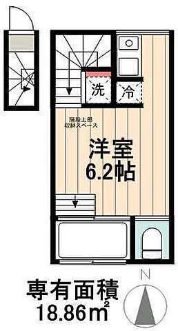 コンフォート北砂(ワンルーム/2階)の間取り写真