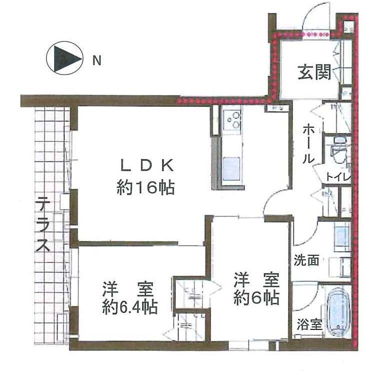 シャーメゾン晴明通(2LDK/1階)の間取り写真
