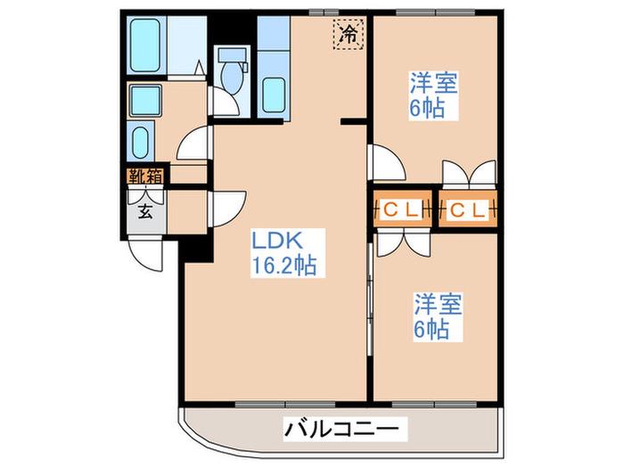 クレスト66(2LDK/3階)の間取り写真