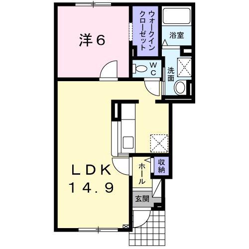 グランレーヴ(1LDK/1階)の間取り写真