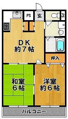 リード21(2DK/7階)の間取り写真