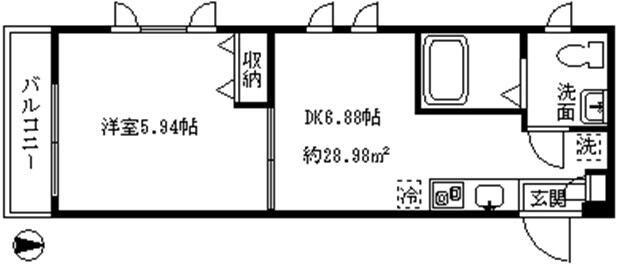 ハウスポート信濃町(1DK/3階)の間取り写真