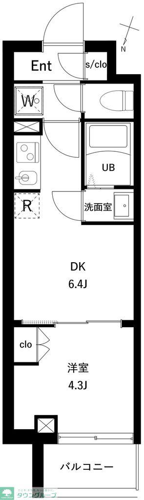 オーガスタレジデンス北綾瀬(1DK/2階)の間取り写真