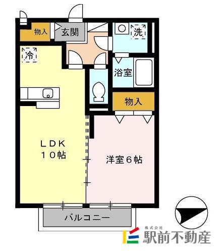 リーベン ルーチェII(1LDK/2階)の間取り写真