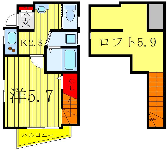 LIBERTA前上町(1K/1階)の間取り写真