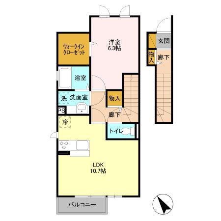 リドレーノア(1LDK/2階)の間取り写真