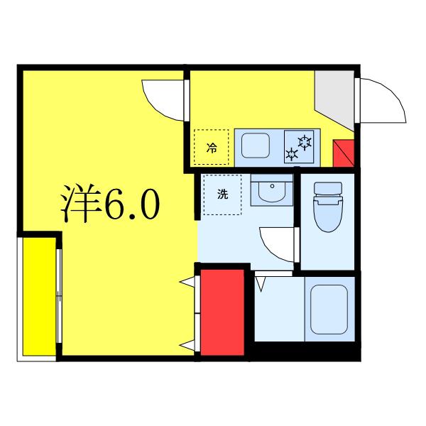 アデライデ東浦和(1K/1階)の間取り写真