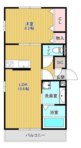 フローリッシュ(1LDK/3階)の間取り写真