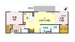 VALLE ALTA(2LDK/1階)の間取り写真