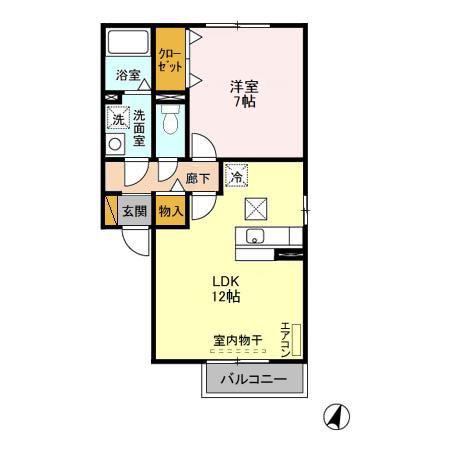 グランドゥール高林A・B(1LDK/1階)の間取り写真
