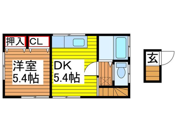 黒田様方(1DK/2階)の間取り写真