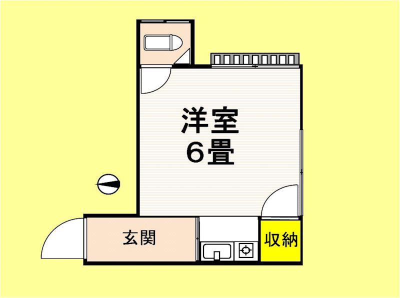 田口荘(ワンルーム/2階)の間取り写真