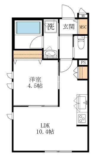 UPFIELD(1LDK/1階)の間取り写真