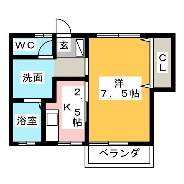 イーストビレッジA棟(1K/2階)の間取り写真