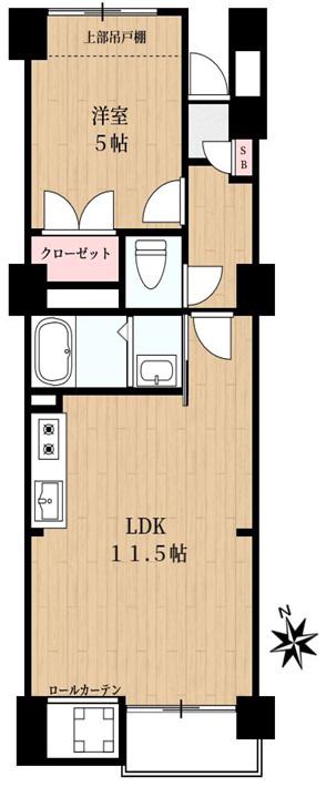 自由ヶ丘フラワーマンション(1LDK/1階)の間取り写真