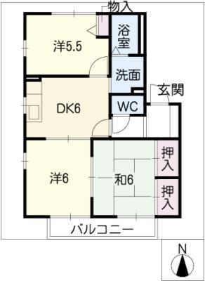 ルシール城西(3DK/2階)の間取り写真