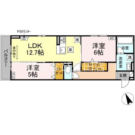 GRAND D-ROOM平芝(2LDK/1階)の間取り写真