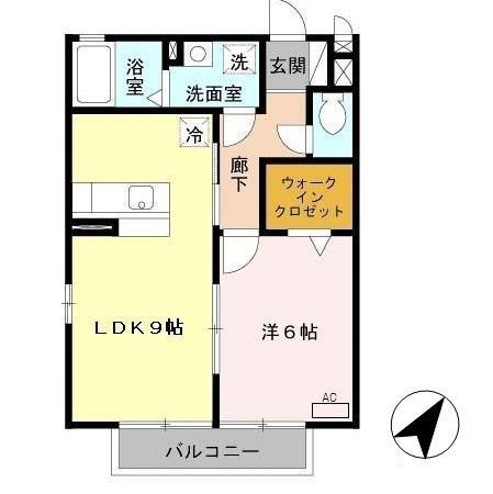 グランミールA棟(1LDK/2階)の間取り写真