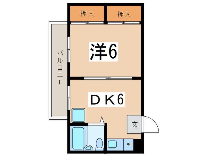 高木ビル(1DK/3階)の間取り写真
