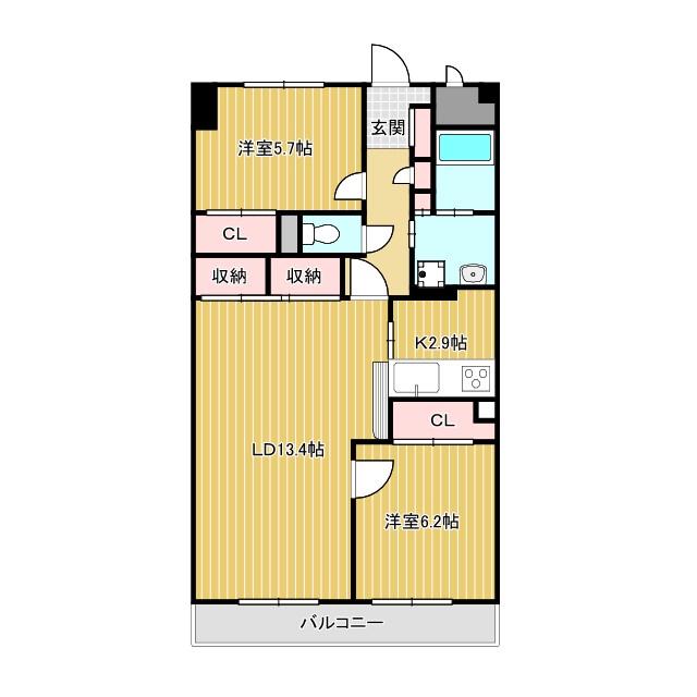 山之手丸太マンション(2LDK/3階)の間取り写真