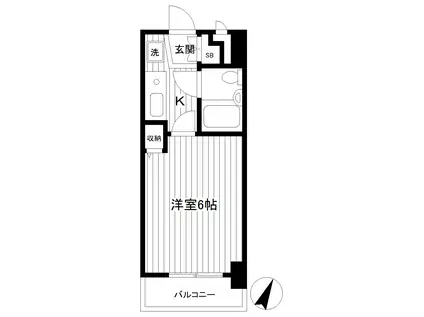 クリオ片倉町6番館(1K/6階)の間取り写真