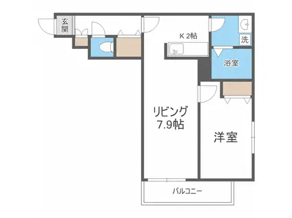 エピカリス上江別(1LDK/1階)の間取り写真