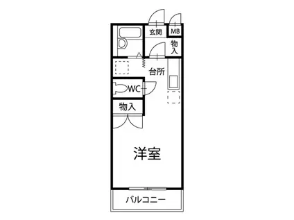 コージークロス(1K/2階)の間取り写真