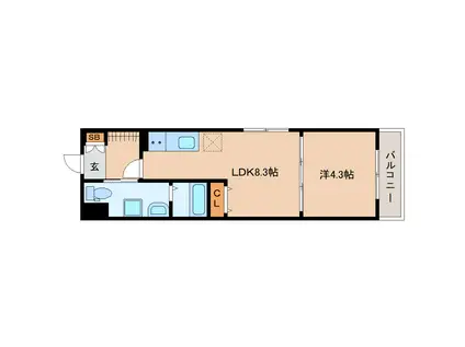 ゴールドムーン(1LDK/4階)の間取り写真