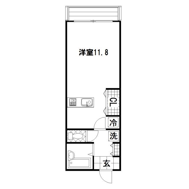 ライズ健軍(1K/4階)の間取り写真