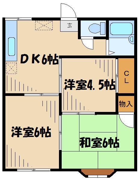 スプリングハイツ(3DK/1階)の間取り写真