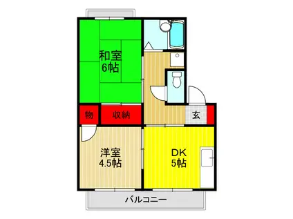 フラワー新井町B号棟(2DK/3階)の間取り写真