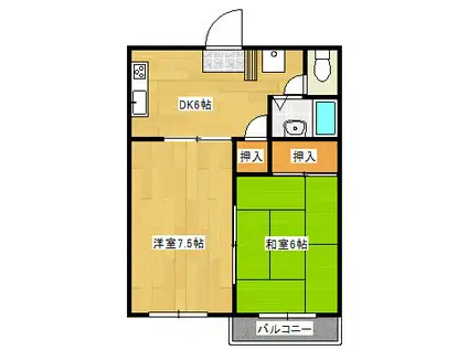 サニーハイツわし崎A(2DK/2階)の間取り写真