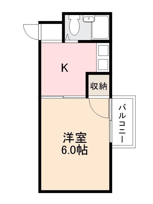 ローズガーデン(1K/2階)の間取り写真