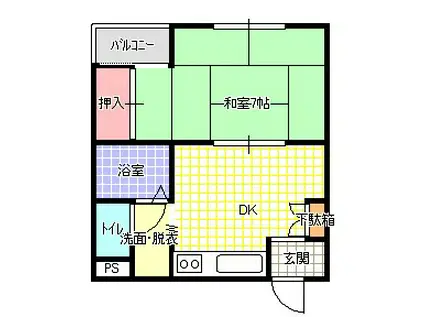 八坂ビル(1DK/4階)の間取り写真