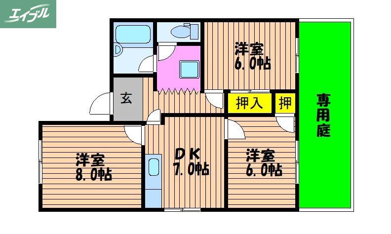 コーポA(3DK/1階)の間取り写真