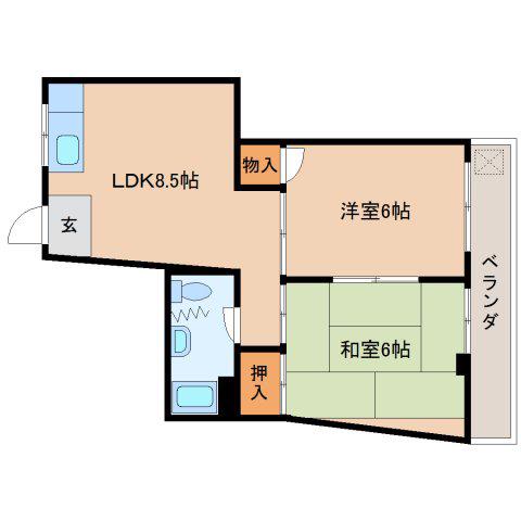 コーワマンション(2LDK/3階)の間取り写真