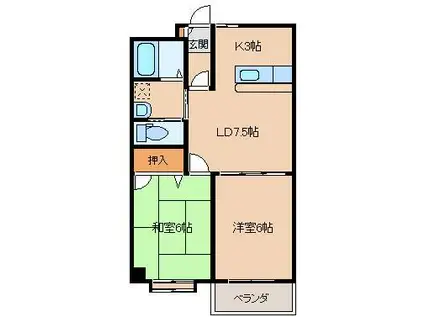 長谷川ビル(2LDK/3階)の間取り写真