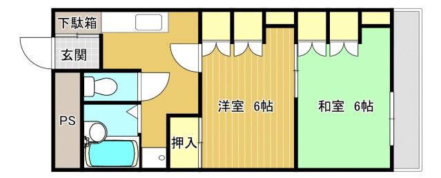 サンクレスト老松(2K/4階)の間取り写真