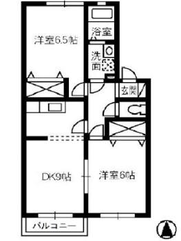 ハピネス21(2DK/2階)の間取り写真
