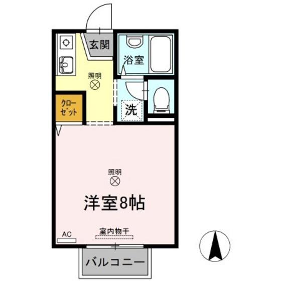 レジデンス高柳A棟(ワンルーム/2階)の間取り写真